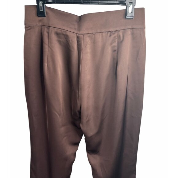 Veiled Colletion Ghalia Dark Brown Satin High Rise Trousers L - Picture 4 of 13